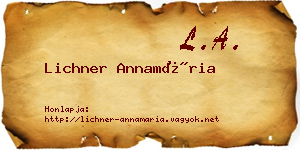 Lichner Annamária névjegykártya